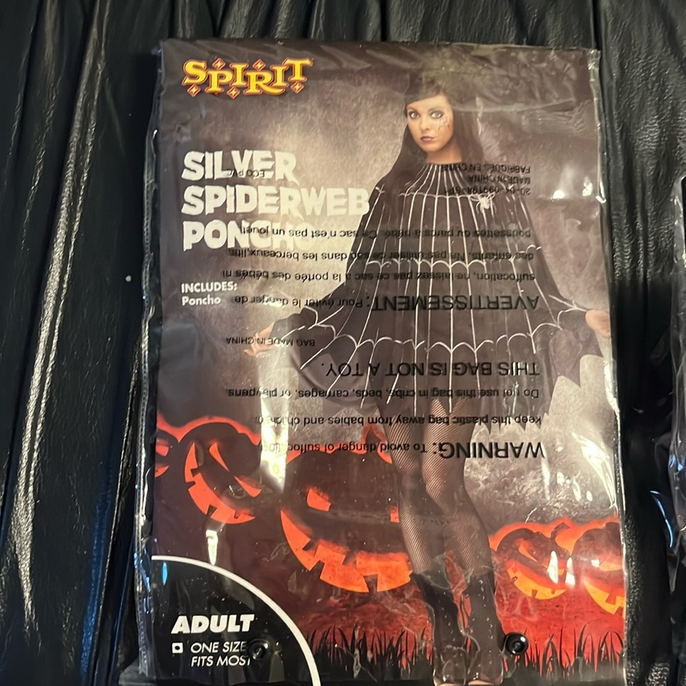 Spider costume with headdband  black and silver adult os worn once